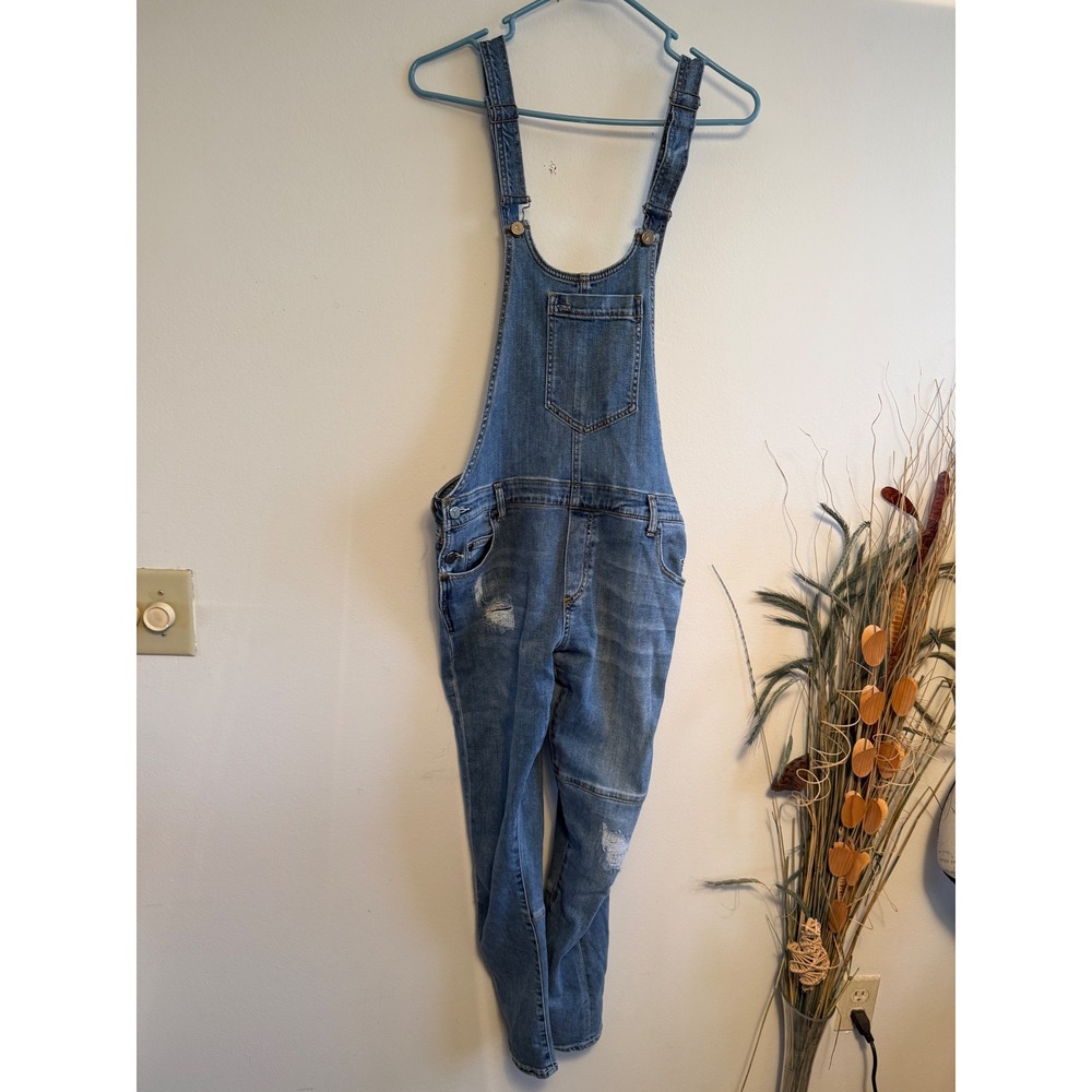 Pilcro and the Letterpress Anthropologie‎ Distressed Denim Overalls M Wash 28